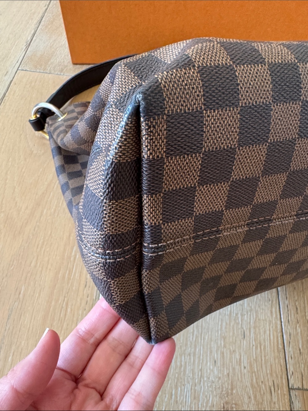 Louis Vuitton Graceful MM Damier Ebene Hobo Bag Red Interior w Box - Picture 6 of 14